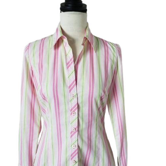 💕Lilly pulitzer collared shirt button down green/pink size 2  NWOT💕 - Picture 7 of 8